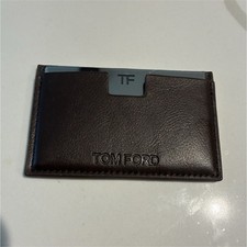 Tom Ford Men’s Brown Solid Card Holder Wallet with TF Logo Accent picture