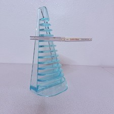Vtg Aqua Acrylic Pyramid 12 CD Rack Holder Retro Y2K Media Storage picture