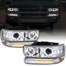 - Fits 1999-2002 Chevy Silverado Projector Headlights +Bumper Lights picture