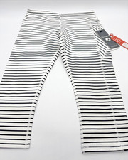 Glyder Forma 101 Cropped Leggings Medium NWT White/Black Stripe Made in Egypt picture