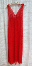 Vintage Victoria's Secret Long Nightgown Red Stretch Lace Size Large picture