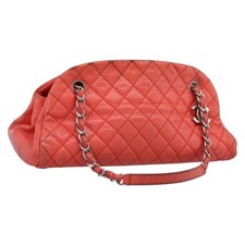 CHANEL Matelasse Chain Shoulder Bag Grained Calf Skin Orange Silver CC Auth ... picture
