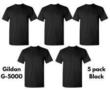 Gildan (5-pack) Black Solid Heavy Cotton Short Sleeve Blank T-Shirt S-3XL picture