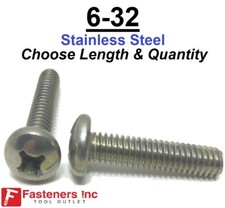 #6-32 Phillips Pan Head Machine Screw Stainless Steel (Choose Length & Quantity) picture