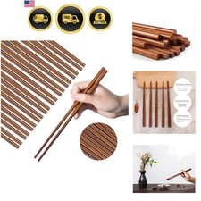 Elegant Reusable Wooden Chopsticks - 10 Pairs, Dishwasher Safe, Eco-Friendly picture
