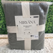 NEW Miryana Slub Yarn Stripe Blanket - King/Cal King - Sage Green Fall Layering picture