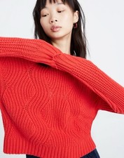 Madewell Red Sweater Chunky Ribbed Small S picture