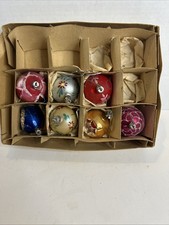 Vintage Poland Mercury Glass Christmas Ornaments Hand Painted Set of 7 . picture