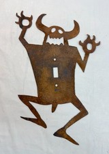Large Antique hand cut steel metal monster silhouette wall switch cover  kids picture