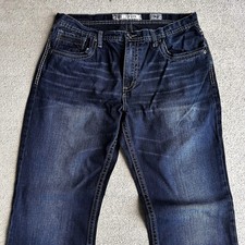 BKE Buckle Jeans Mens 36x32 Tyler Straight Leg Denim Stretch Western Dark Blue picture
