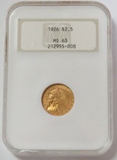 1926 GOLD US $2 1/2 INDIAN $2.50 QUARTER EAGLE NGC MINT STATE 63 picture