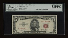 DBR 1953-A $5 Legal STAR Fr. 1533* Legacy 58 PPQ Serial *11116202A picture