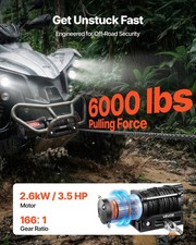 6000 Lbs Electric Winch 12V DC ATV/UTV With Φ0.24 In X 49.2 Ft Synthetic Rope picture