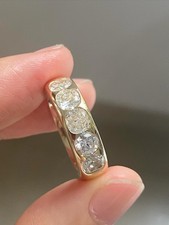 2.5CT Cushion Cut Created Diamond Five Stone Wedding Anniversary Band 925 Silver picture