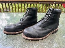 Men's WILCOX FAIRFAX Cap Toe Goodyear Welt Black Heritage Leather Boots Sz-8.5 picture