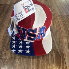 Rare Vintage 1996 The Game Atlanta Olympic Games SnapBack USA Flag Hat Wool NWT picture