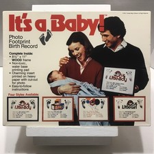 IT’S A BABY Photo Footprint Birth Record-Blocks (Vintage, 1981) New & Sealed picture