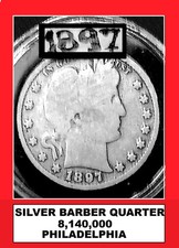 🪙  1897-P | 25C | SILVER BARBER QUARTER | 90% |CIRCULTD | CLEANED ENCPSLT 🇺🇸 picture