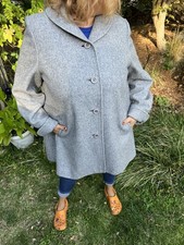 Vintage 60s Country Pacer Gray Swing Car Coat Union Made Mod A-Line 46 Bust picture