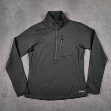 Simms Waderwick Thermal 1/4 Zip Pullover Womens Small Black Micro Grid Fleece picture
