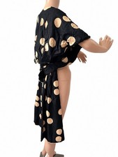 Vintage 50s 60s Black Silk Polka Dot Cape French Designer Unlabeled Couture picture