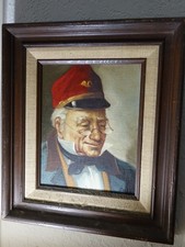Vintage French Oil Painting,Custom Framed, The Old Postmaster picture