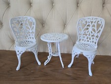 Vintage miniature cast iron style garden bistro set – 2 chairs & round table picture