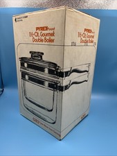 Vintage Pyrex Flameware Glass Double Boiler Saucepan & Lid 6283 1-1/2 Qt Sealed picture