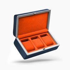 Canadian Made Premium Leather Alcantara 3 Watch Case - Marine - Charles Simon picture