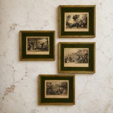 Antique c1843 Thomas Allom China 4 Hand Colored Steel Engravings Framed picture