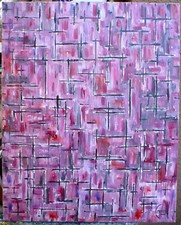 A VERY RED WORLD original abstract 16x20 WOW oil Painting NEW Signed Crowell picture