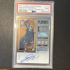 Panini 2017-18 Contenders Donovan Mitchell RC Auto Playoff Ticket #113 PSA /65 picture