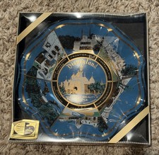 NEW Disneyland Scalloped Glass Candy Dish Tray Ashtray NIB 1970’s Vintage Style picture