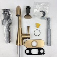 Moen 84021BZG Ronan Single Handle High Arc Bathroom Faucet Bronzed Gold w/ Drain picture
