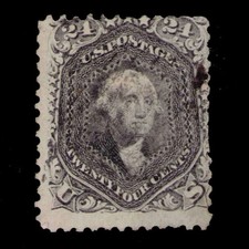 US 19th Century Stamp: Sc# 78 lilac 24¢ Washington used fine cv$425 _mb picture