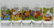 Vintage 1983 McDonald’s Camp Snoopy Peanuts Glasses Complete Set of 5 Excellent picture