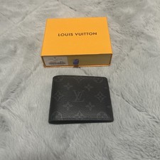 Louis Vuitton Men's Black Logo Leather Bifold Folding Wallet w/ Box Dust Bag picture
