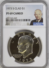 1973 S Clad Eisenhower $1 NGC PF 69 Cameo (Eisenhower Portrait Label) picture