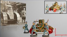 1930's Post-WWI French Tin Clockwork Tank W/Elastolin French Soldiers picture