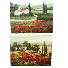 French Countryside Acrylic Paintings Signed H. Paterson  (2) 12 X 16 Each picture
