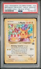 BIRTHDAY PIKACHU HOLO PSA 10 2021 POKEMON CELEBRATIONS #24 BLACK STAR CLASSIC 88 picture