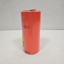 16 ROLLS MONARCH 1100 FLUORESCENT ORANGE LABELS. FEB 132, FL-RED, PLAIN.  picture