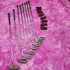 Vintage Golf Stan Thompson Ginty Irons 3 5 6 7 8 9 PW Putter RH Rubber Covers picture