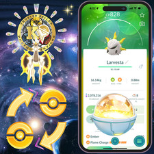 Pokémon —GO— P.T.C or TRADE— Shiny Larvesta —1mil Stardusts —Digital♻️ picture