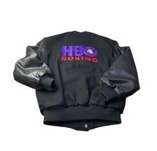Vintage 90’s HBO Sports Boxing Letterman Jacket Leather Sleeves Size Medium picture