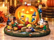 Peanuts Great Pumpkin Carving Party Lighted Halloween Figurine Decor picture