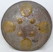 Antique Iron Gurading Shield Original Old Hand Crafted Fine Figurative Engraved  picture