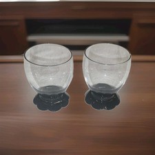 VTG Pair (2) Weston Lily Pad Glass Goblets Black Amethyst Footed 1930s picture