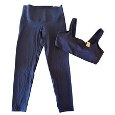 OFFLINE by Aerie Real Me Xtra Navy Blue Leggings and Sports Bra Set Size L picture