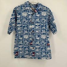 Hilo Hattie Mens Pearl Harbor 75th Anniversary Hawaiian Shirt Size S Made in USA picture
